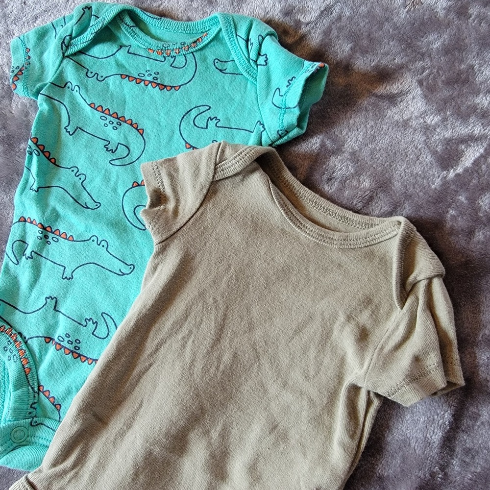 Carter's Bodysuit Set Baby Newborn Green Turquoise Excellent Alligator Print 851